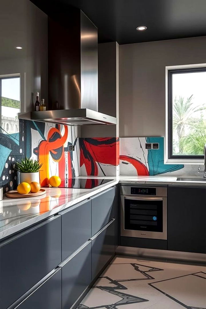 Abstract Art with Bold Lines - 22 Modern Kitchen Backsplash Ideas