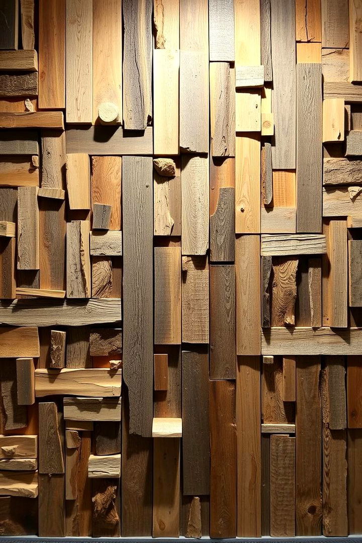 Abstract Barnwood Collage for Artistic Expression - 22 Barnwood Accent Wall Ideas
