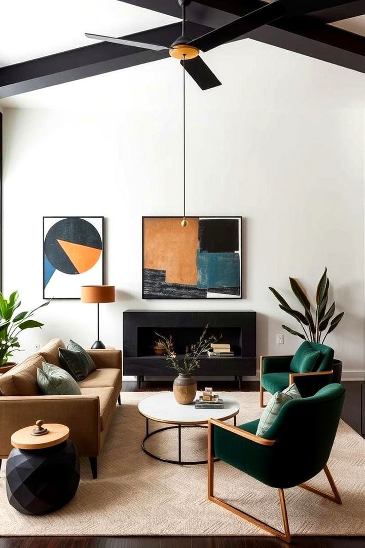 Abstract Decor for a Modern Dark Green Twist - 22 Dark Green Bedroom Ideas