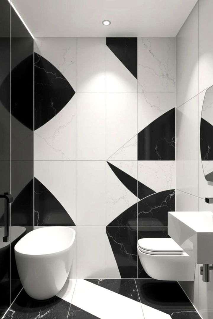 Abstract Fusion Concept - 22 Black and White Bathroom Tile Ideas