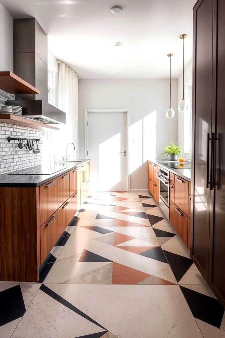 Abstract Geometric Designs - 22 Linoleum Kitchen Flooring Ideas