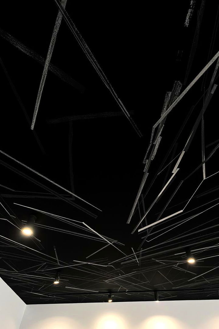 Abstract Lines - 22 Black Ceiling Design Ideas
