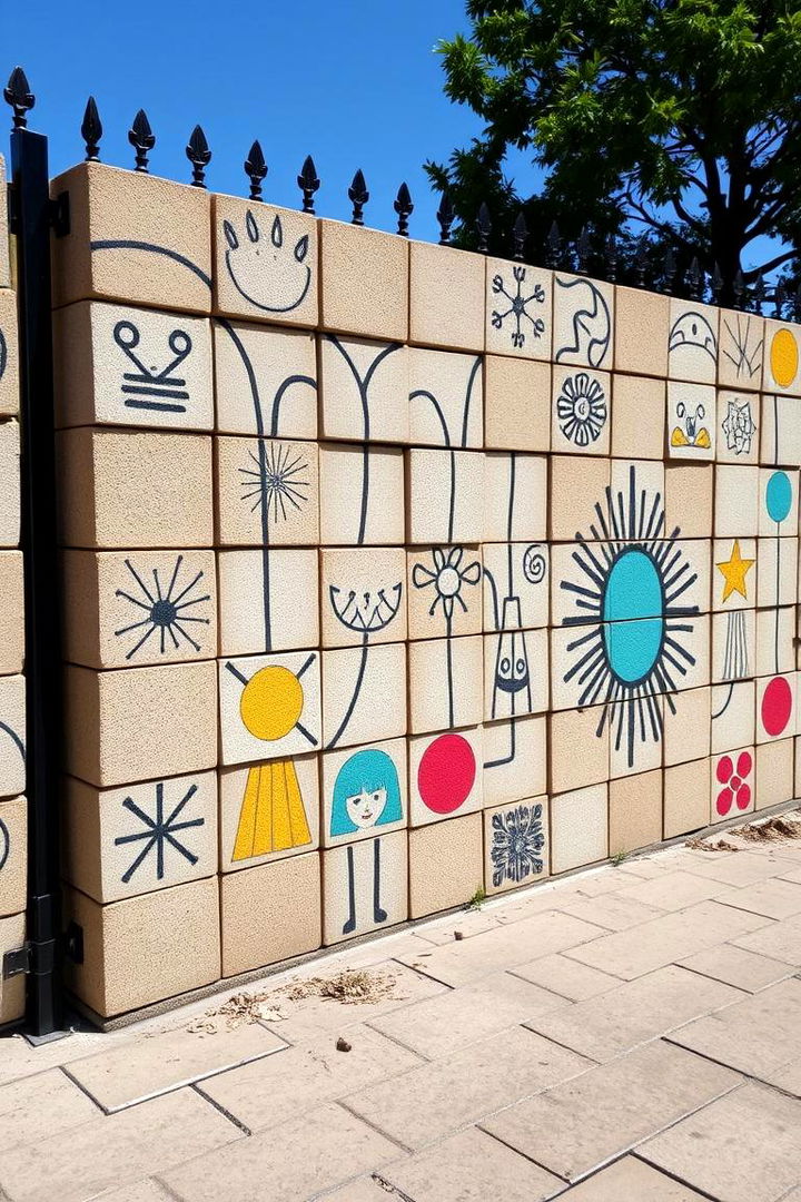 Abstract Patterned Cinder Block Fence - 22 Cinder Block Fence Ideas