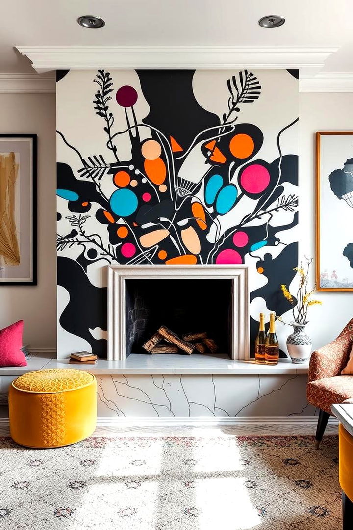 Abstract Stencil Art - 22 Fireplace Paint Ideas