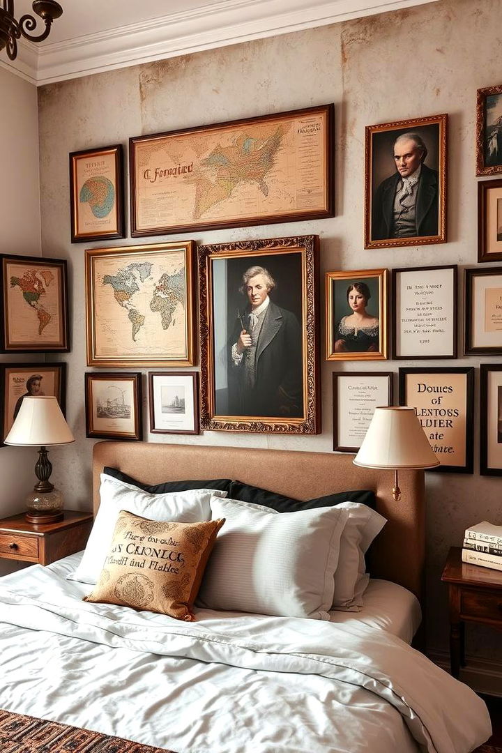 Academic Inspired Artwork Display - 22 dark academia bedroom ideas