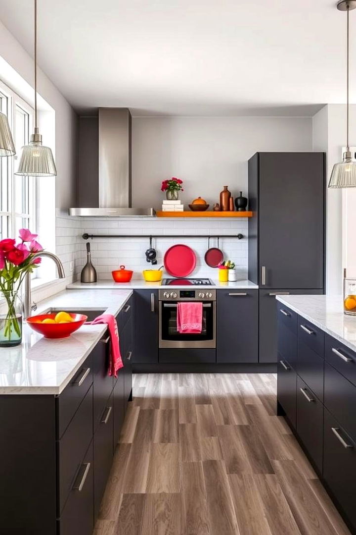 Accent Colors with Gray Schemes - 22 Gray Kitchens