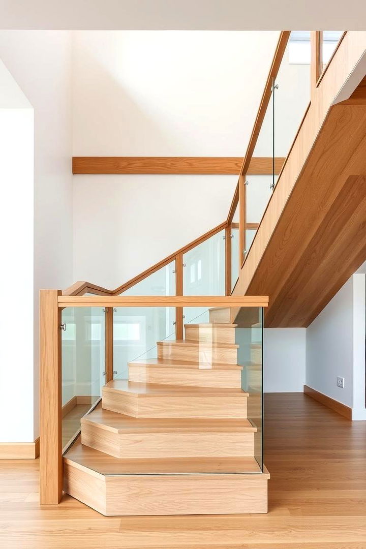 Accent Details with Glass - 22 White Oak Staircase Ideas