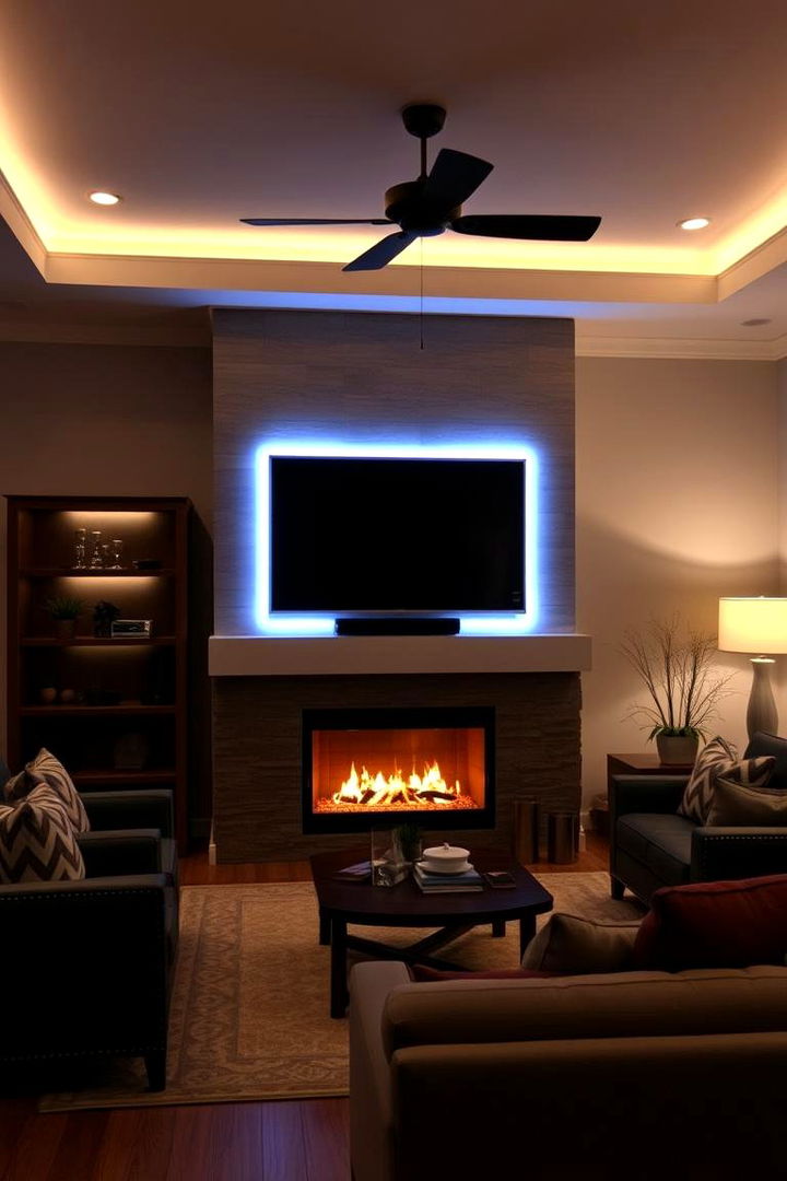 Accent Lighting Effects - 22 Tv Over Fireplace Ideas