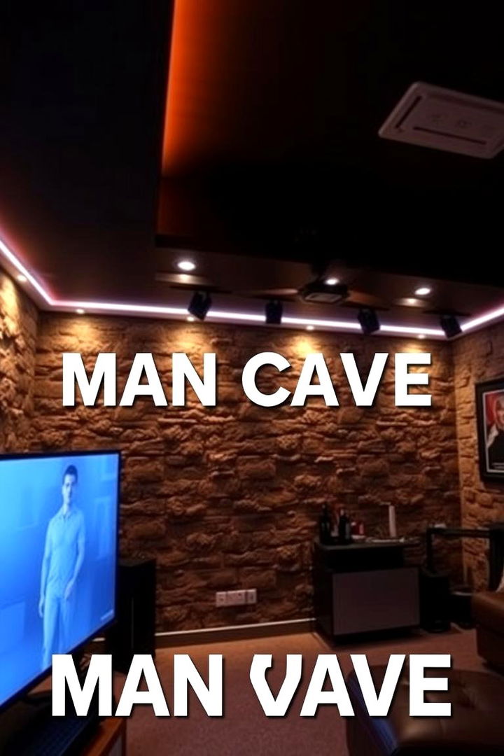 Accent Lighting Effects - 22 Man Cave Living Room Ideas