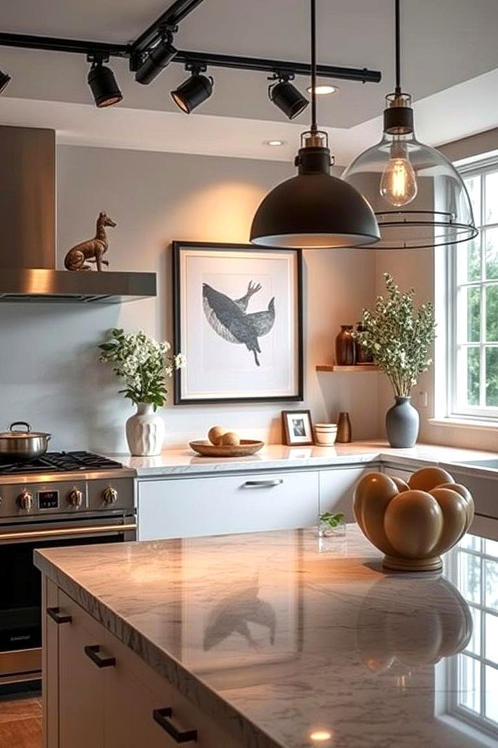 Accent Lighting Highlighting Art and Decor - 22 Kitchen Track Lighting Ideas