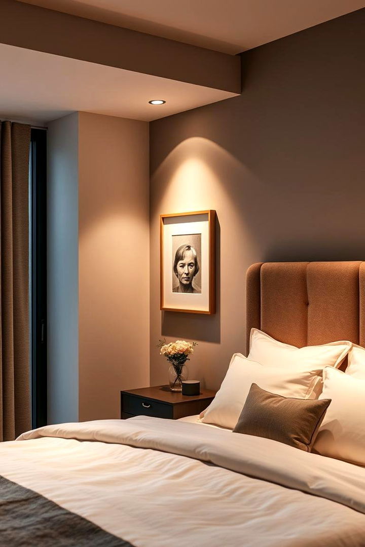 Accent Lighting on Art - 22 Small Bedroom Lighting Ideas