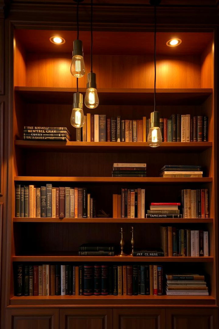 Accent Lighting with Pendant Styles - 22 Bookshelf Lighting Ideas