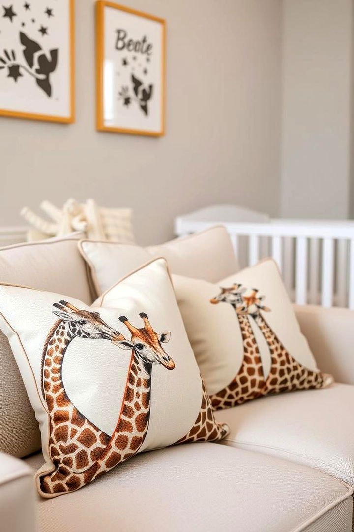 Accent Pillows with Giraffe Prints - 22 Giraffe Nursery Ideas