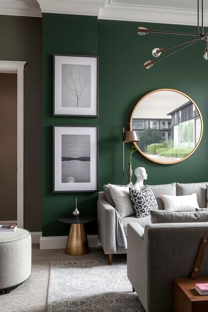 Accent Wall Drama - 22 Green and Grey Bedroom Ideas