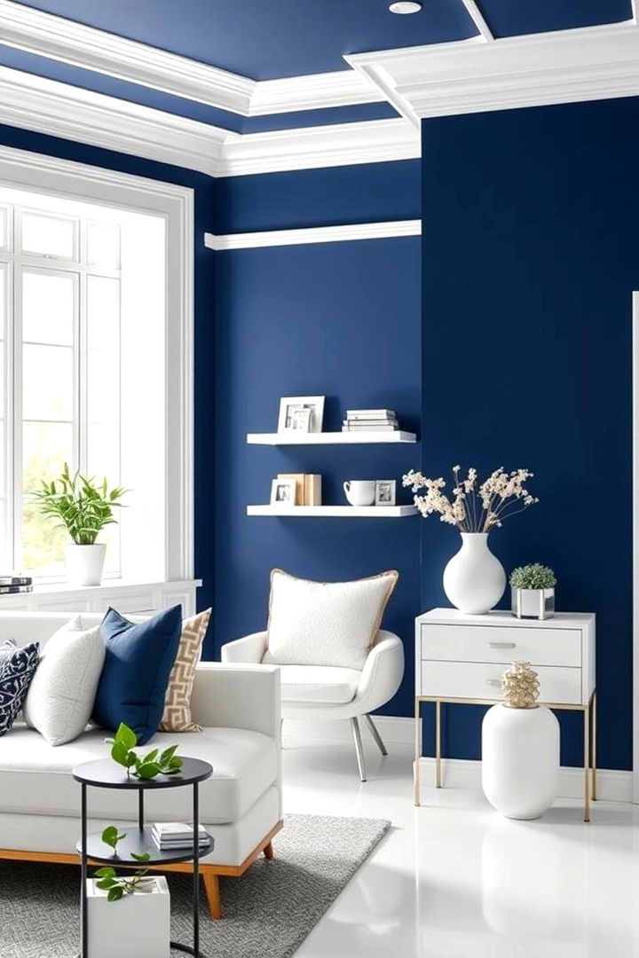 Accents of White Paired with Navy - 22 Navy Blue Bedroom Ideas