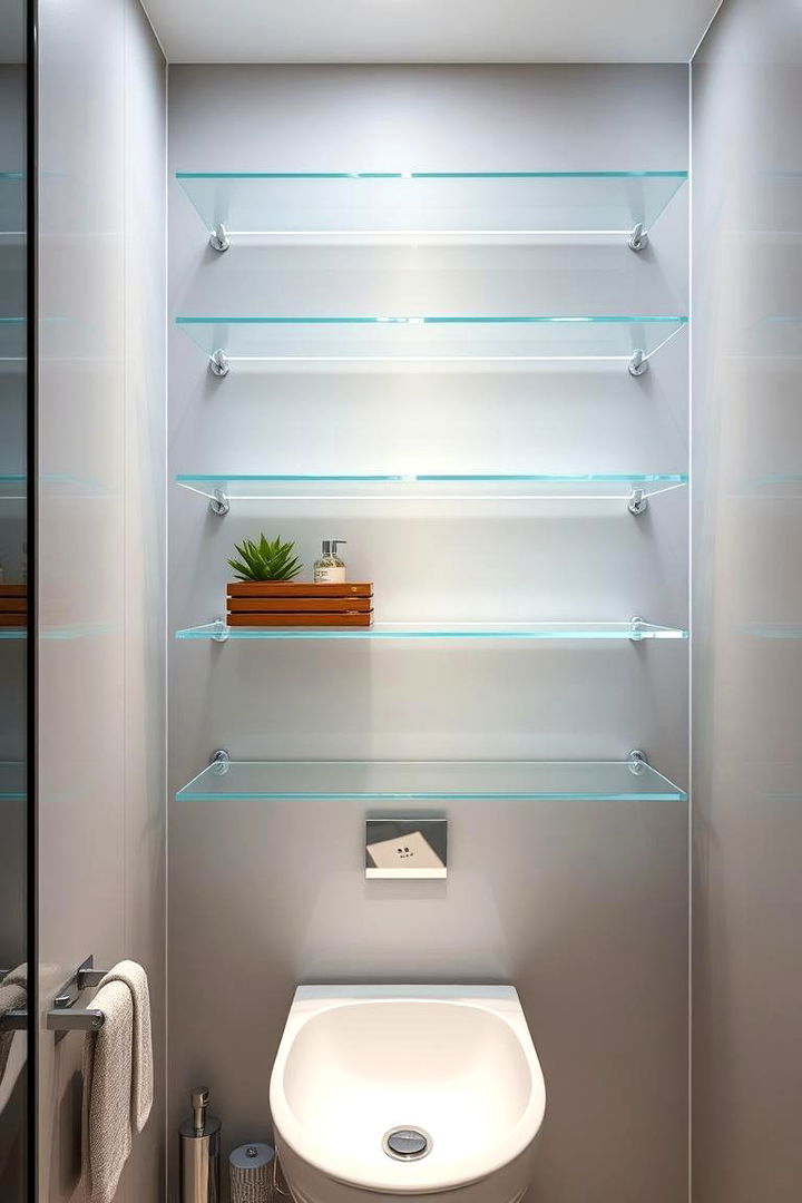 Acrylic Shelves for Modern Clarity - 22 Small Bathroom Shelving Ideas