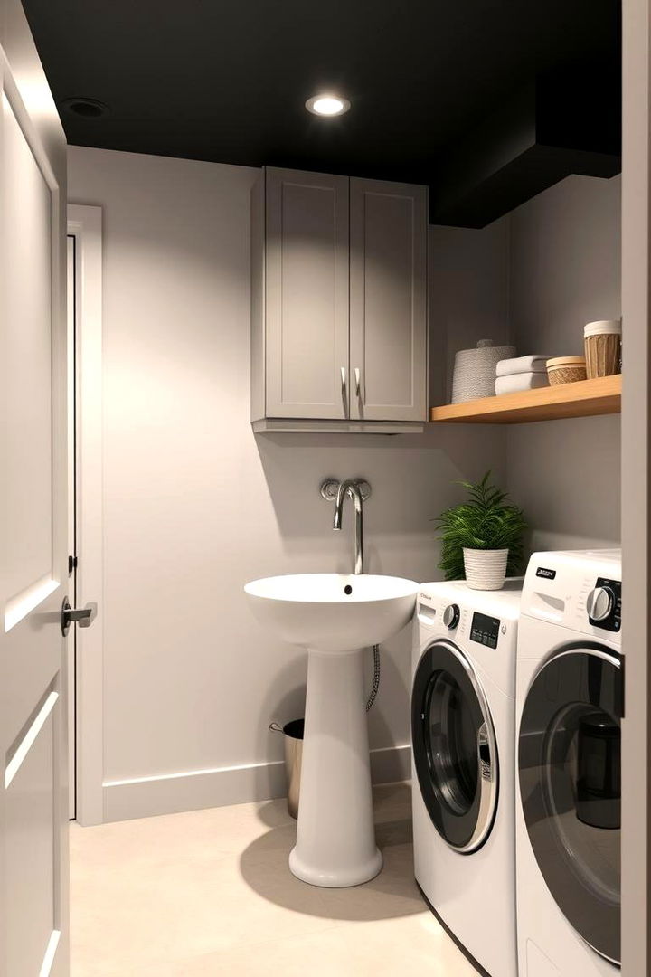 Adding a Sleek Pedestal Sink - 22 basement laundry room ideas