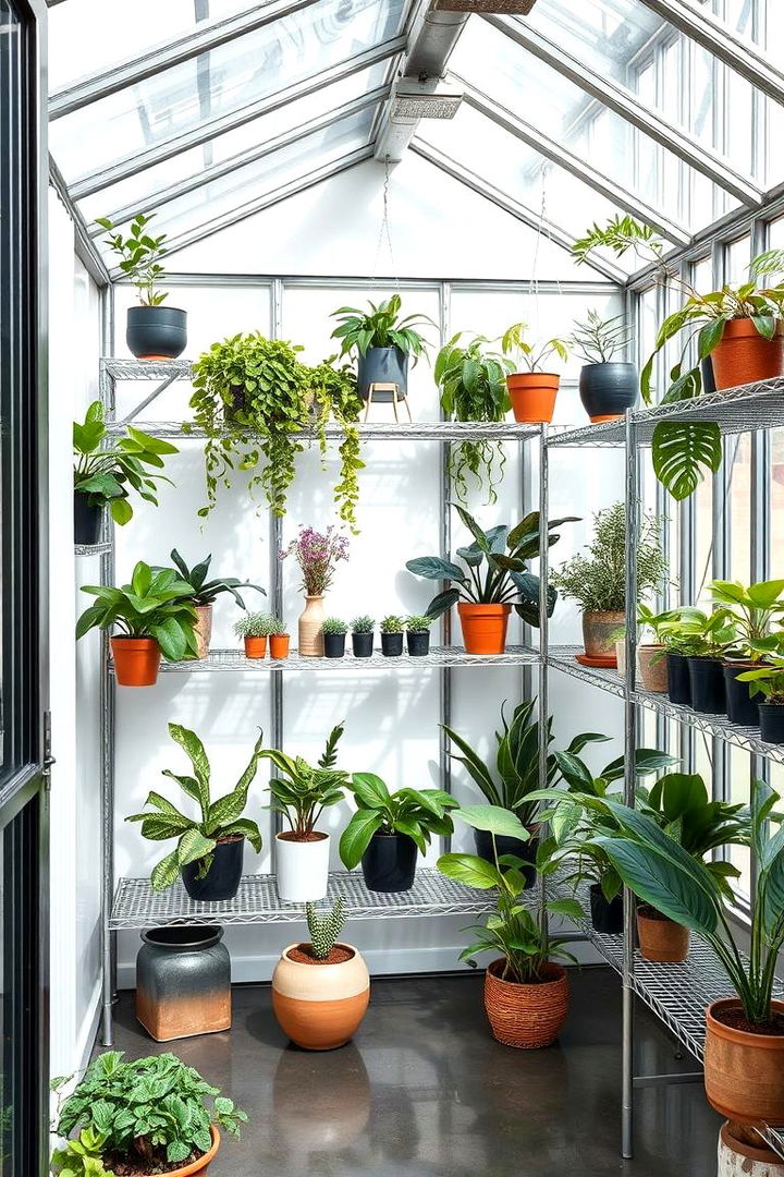 Adjustable Metal Shelves for Versatility - 22 Greenhouse Shelving Ideas