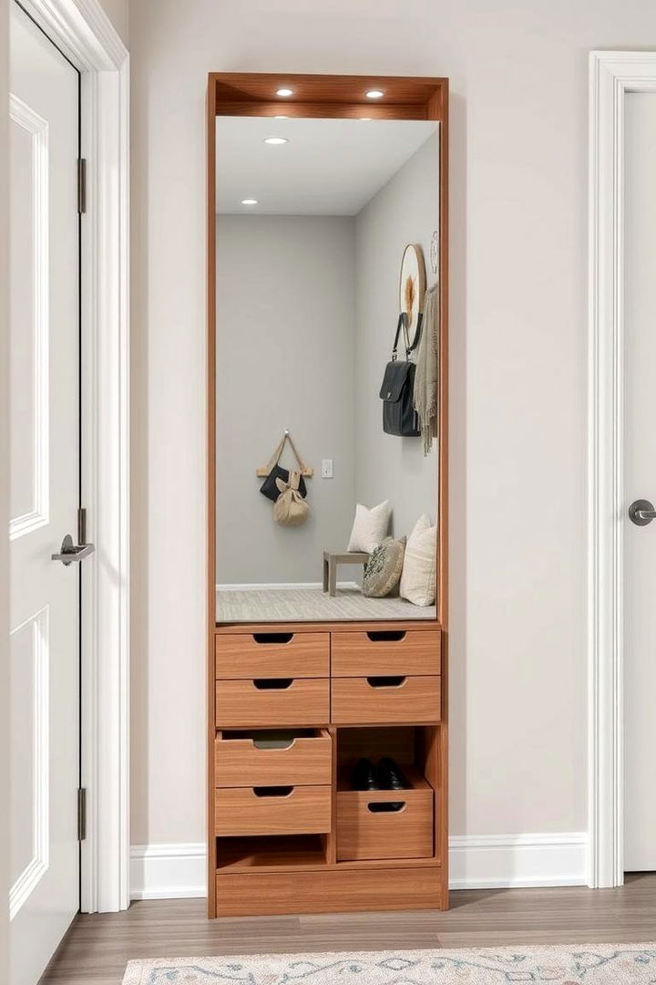 Adjustable Mirror with Built in Storage - 22 Entryway Mirror Ideas