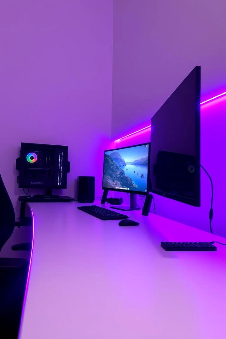 Adjustable Purple LED Strips for Visual Effects - 22 Purple Gaming Setup Ideas