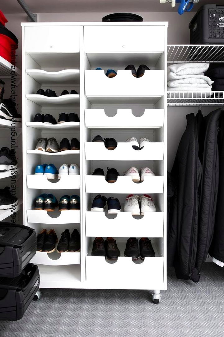 Adjustable Shoe Dividers - 22 Garage Shoe Storage Ideas