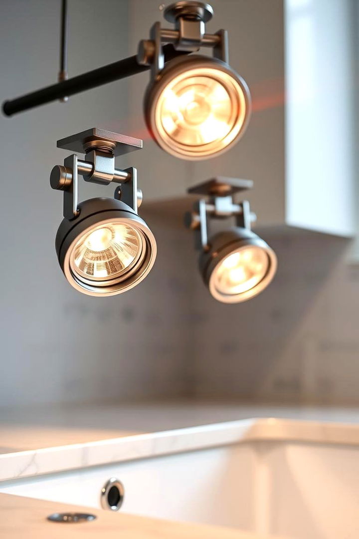 Adjustable Spotlight Fixtures for Precision - 22 Kitchen Sink Lighting Ideas