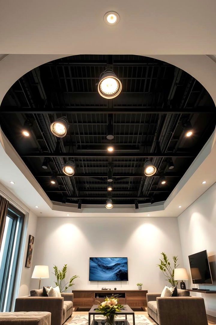 Adjustable Track Lighting - 22 Living Room Ceiling Lighting Ideas
