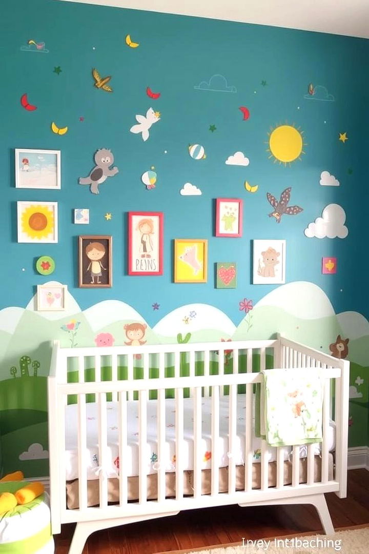 Adorning with Playful Wall Art - 22 Small Nursery Ideas