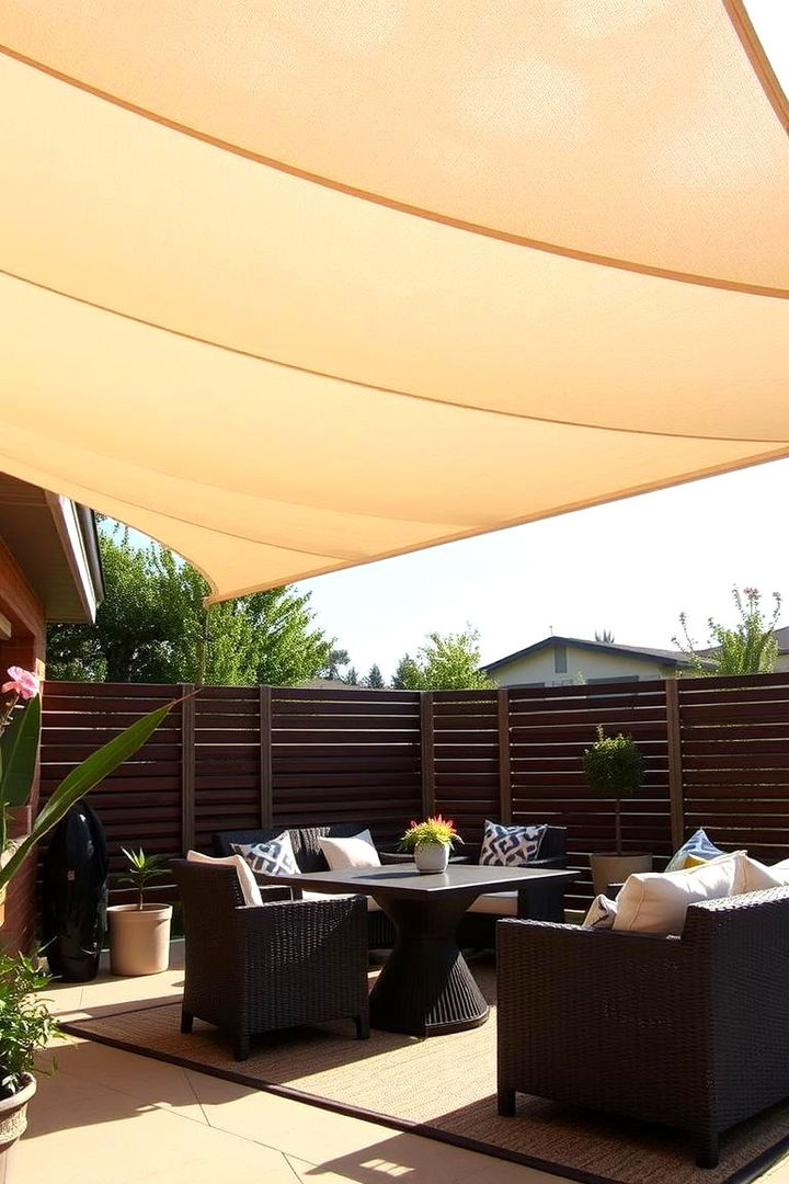 Affordable Privacy Sails - 22 Ideas Cheap Ways to Block Neighbors View