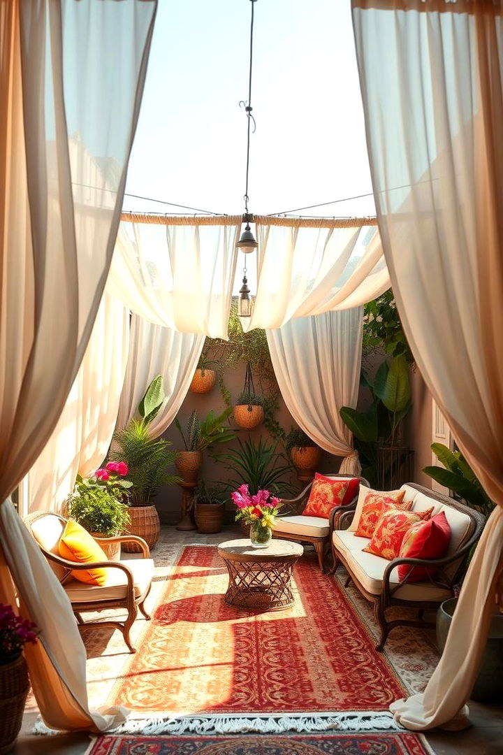 Airy Draped Curtains - 22 Boho Patio Ideas
