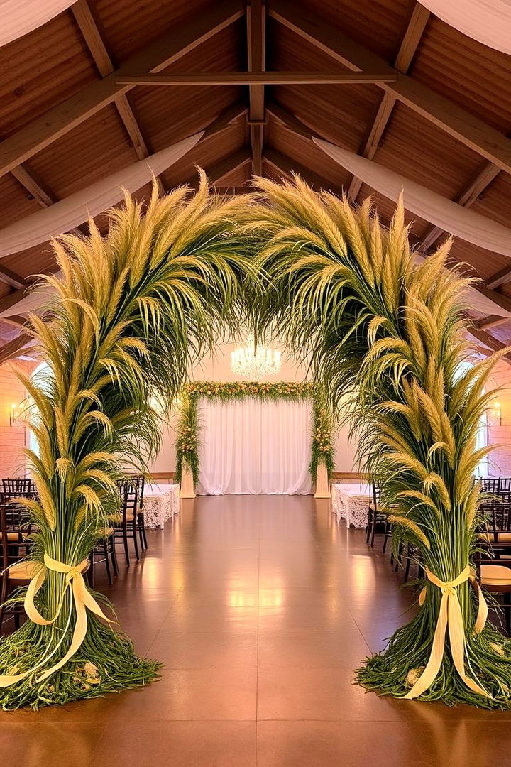 Airy Entrance Arches - 22 Pampas Grass Wedding Decor Ideas
