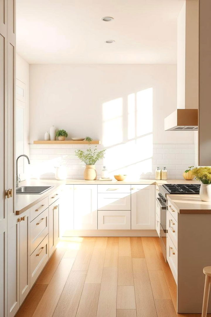 Airy Minimalistic Cabinets - 22 Light Wood Floor Kitchen Ideas