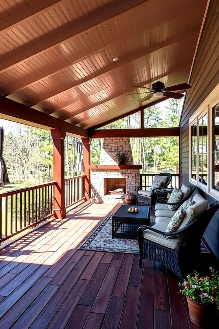 All Season Outdoor Comfort - 22 Covered Deck With Fireplace Ideas