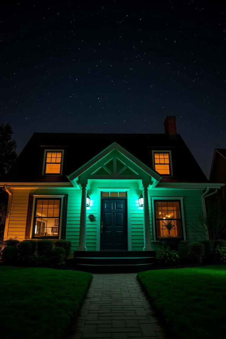 Alluring Nighttime Aesthetics - 22 Sage Green House Exterior Ideas