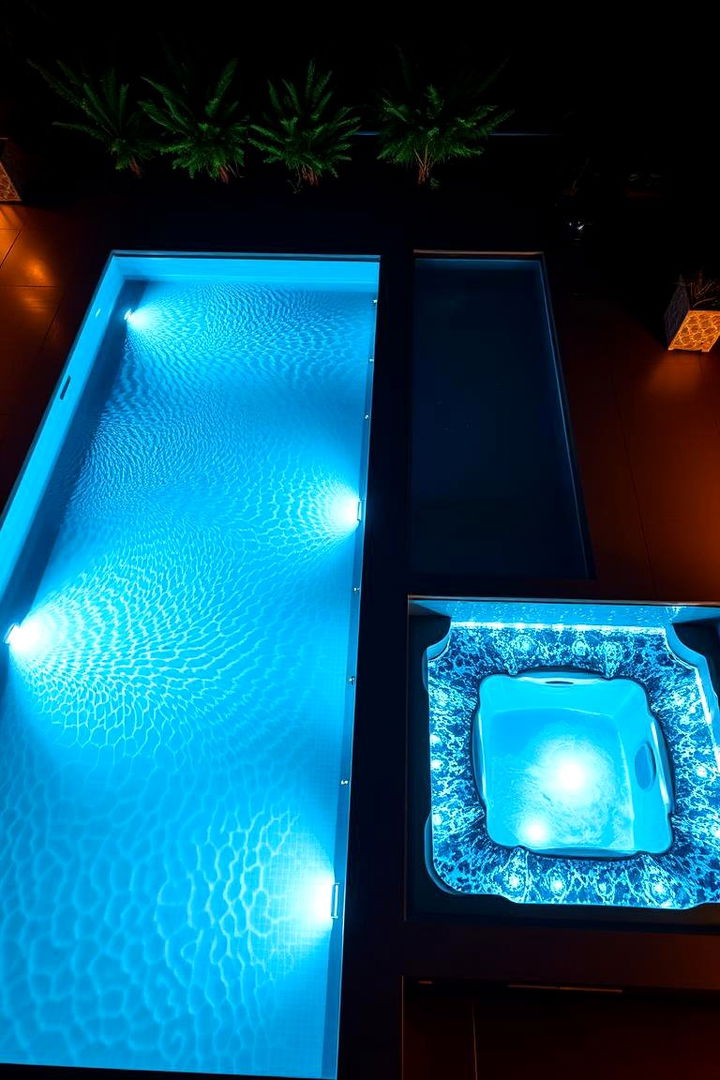 Ambiance through Integrated Lighting - 22 Rectangle Pool With Hot Tub