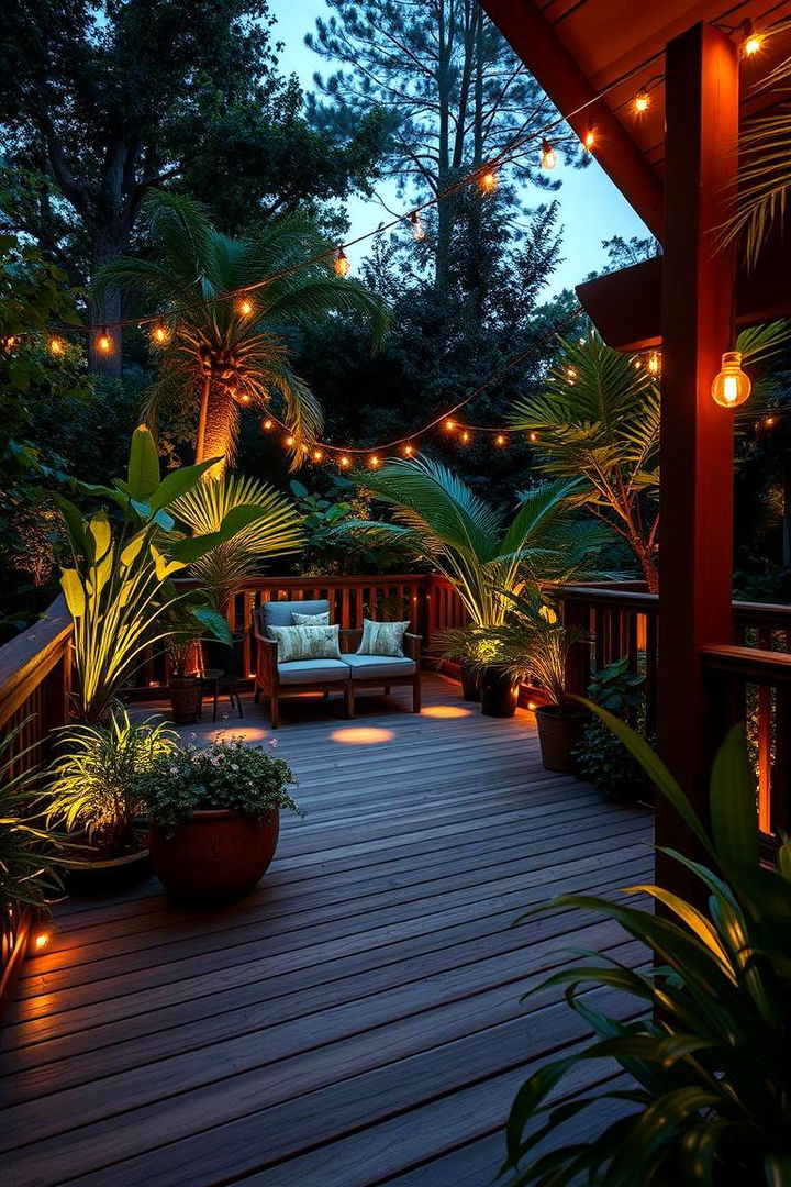 Ambiance with Integrated Lighting - 22 Deck Decorating Ideas With Plants