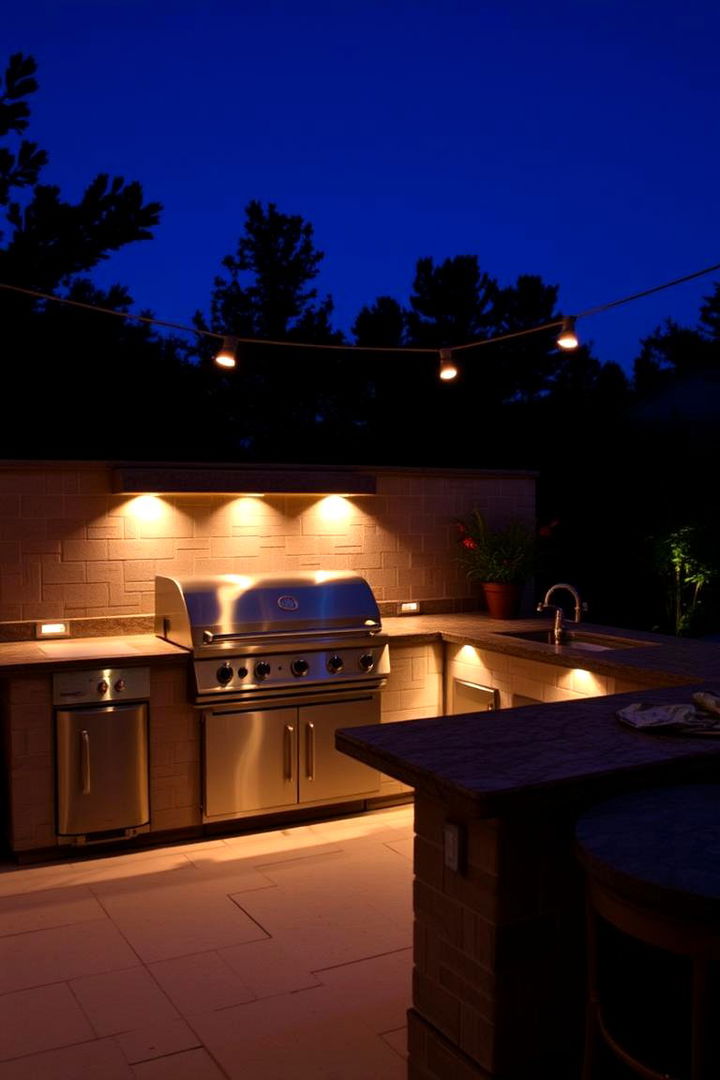 Ambience with Elegant Lighting Features - 22 Luxury Outdoor Kitchen Ideas