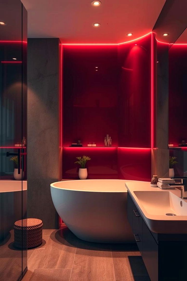 Ambient Burgundy LED Lighting - 22 Burgundy Bathroom Ideas