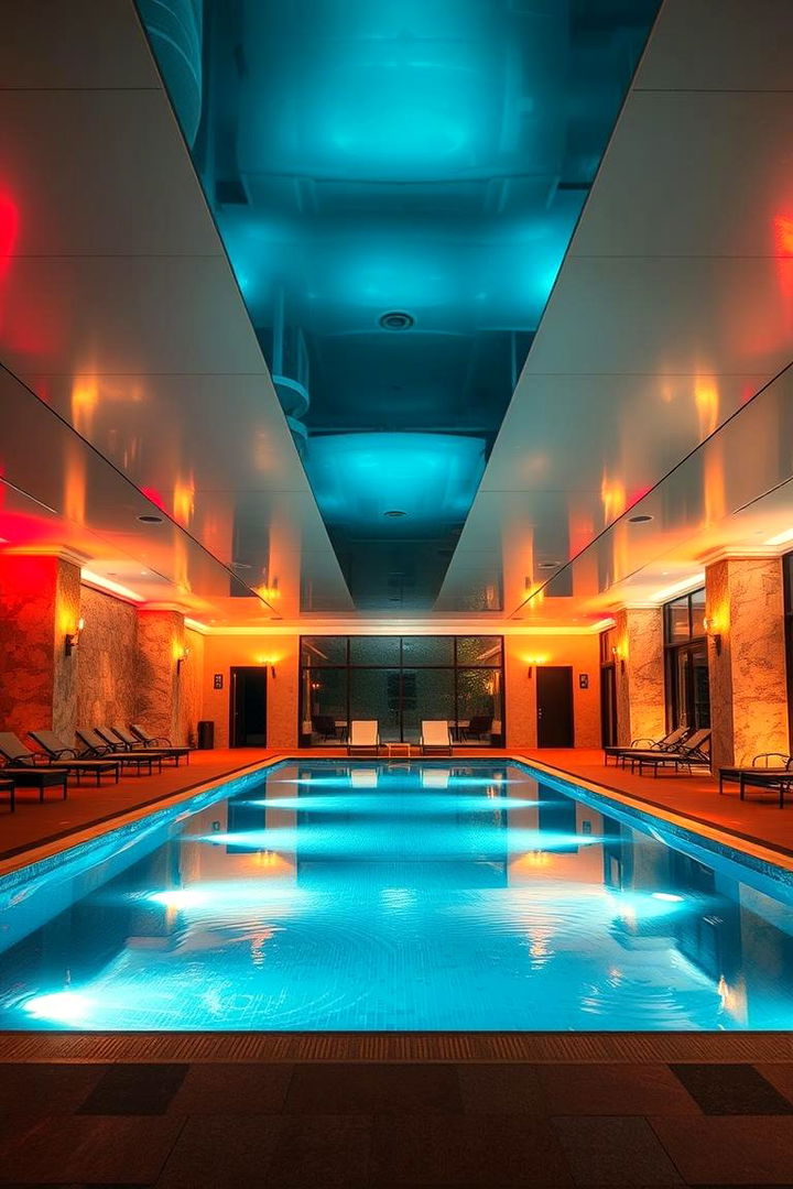 Ambient Ceiling Mirrors - 22 Pool Lighting Ideas