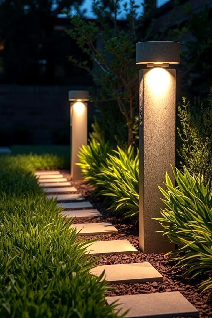 Ambient Concrete Garden Lighting - 22 Concrete Garden Ideas