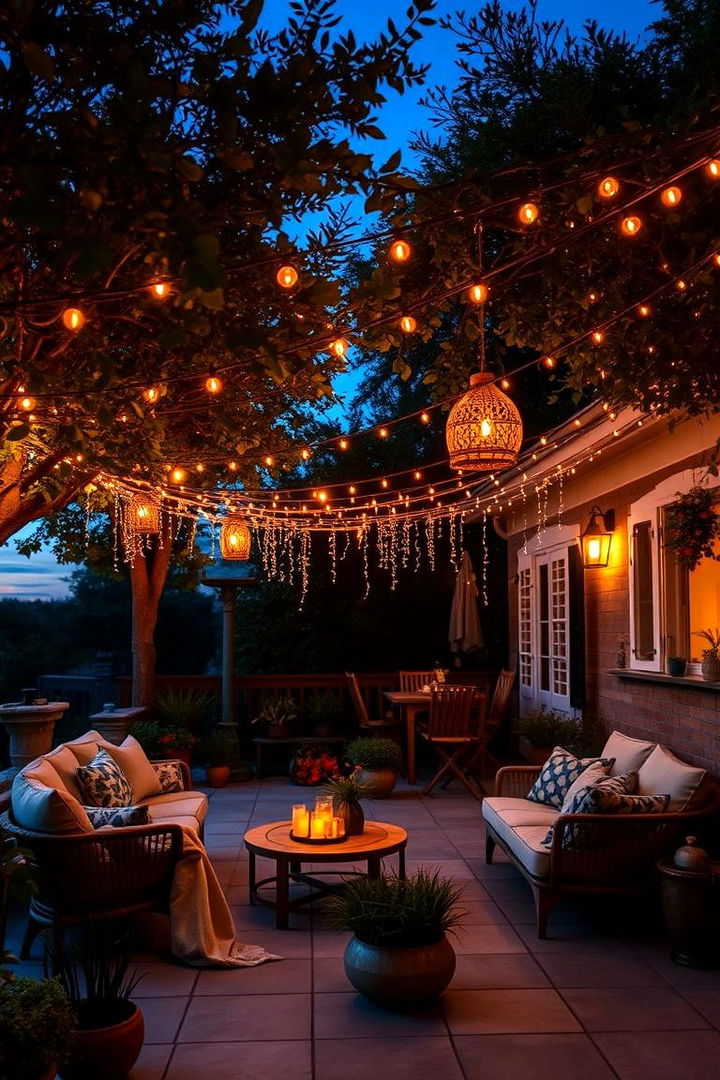 Ambient Hanging Lights - 22 Boho Patio Ideas