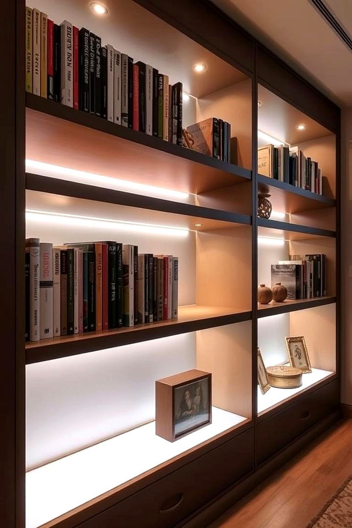 Ambient Integrated Lighting - 22 Bookshelf Decor Ideas