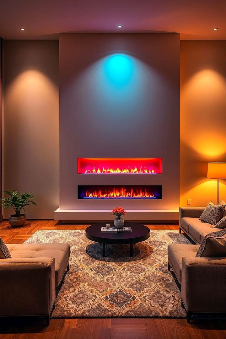 Ambient LED Lighting Fusion - 22 linear fireplace ideas