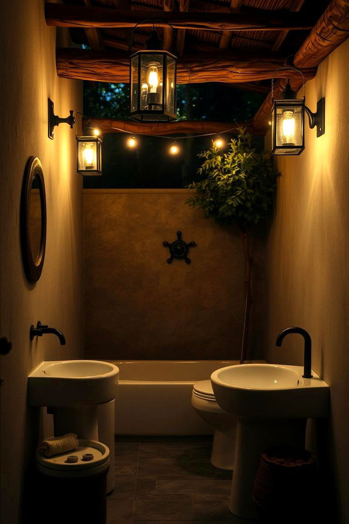 Ambient Lighting Design - 22 Rustic Outdoor Bathroom Ideas
