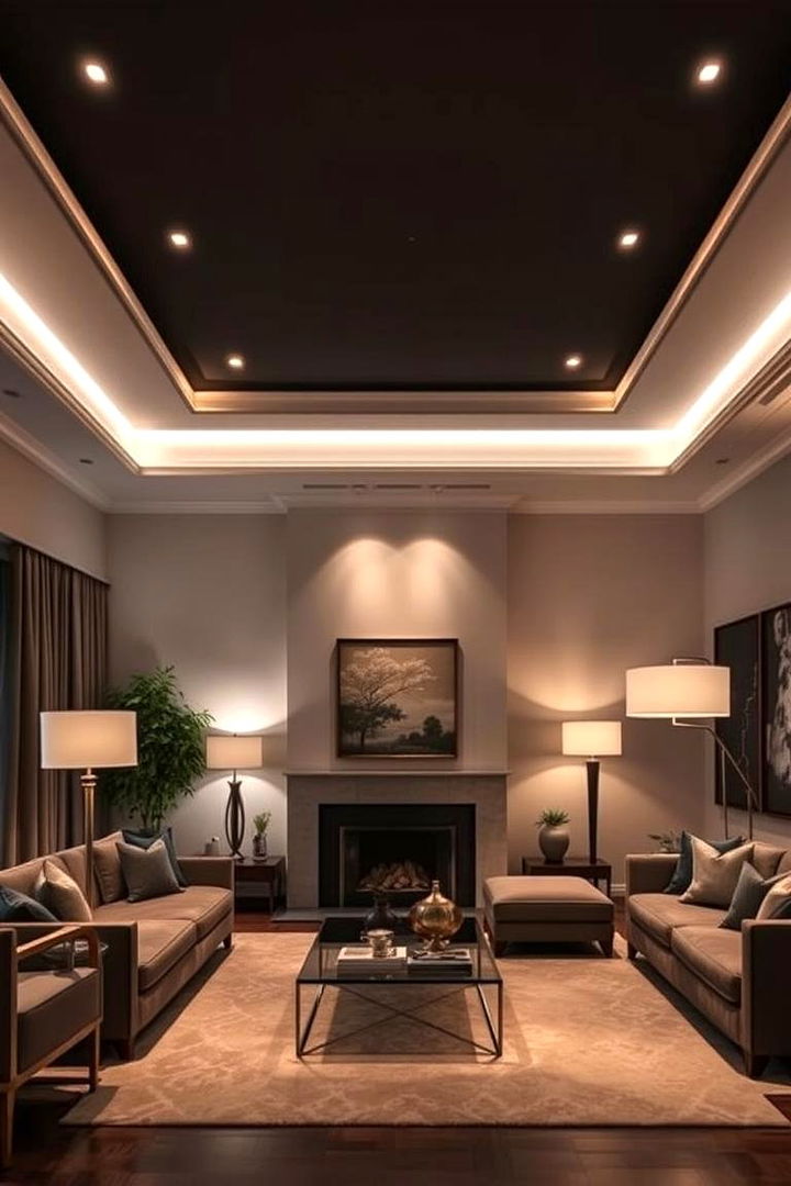 Ambient Lighting Drama - 22 Grey and White Living Room Ideas