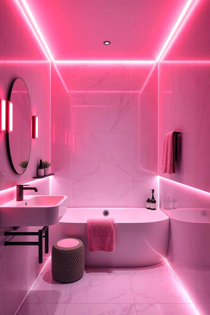 Ambient Lighting Effects - 22 Pink and Black Bathroom Ideas