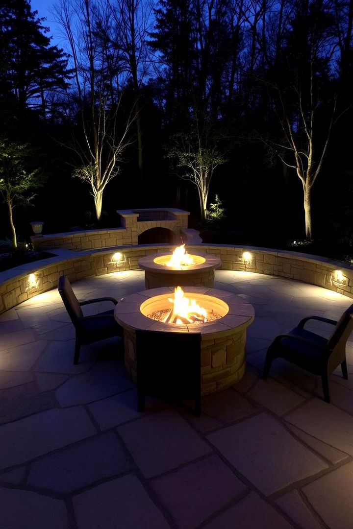 Ambient Lighting Enhancements - 22 Stone Patio With a Fire Pit Ideas
