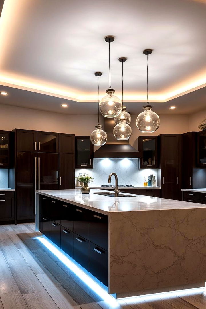 Ambient Lighting Focus - 22 Kitchen Island Centerpiece Ideas