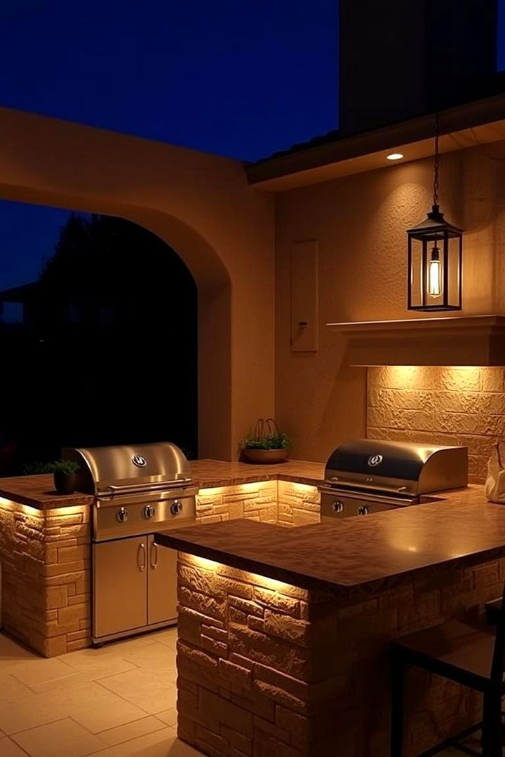 Ambient Lighting Ideas - 22 Stucco Outdoor Kitchen Ideas