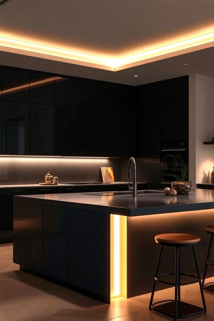 Ambient Lighting Integration - 22 Black Kitchen Islands